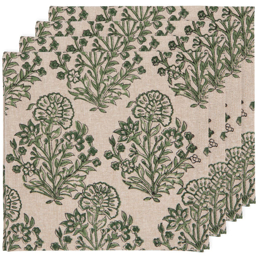 Viridian Block Print Napkin Set of 4