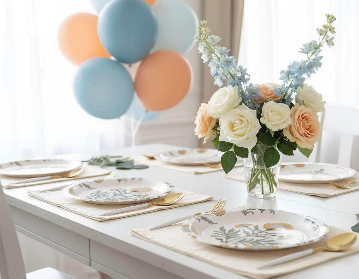 Bold Amber Floral Block Print Dinner Plates - Premium Paper Plates