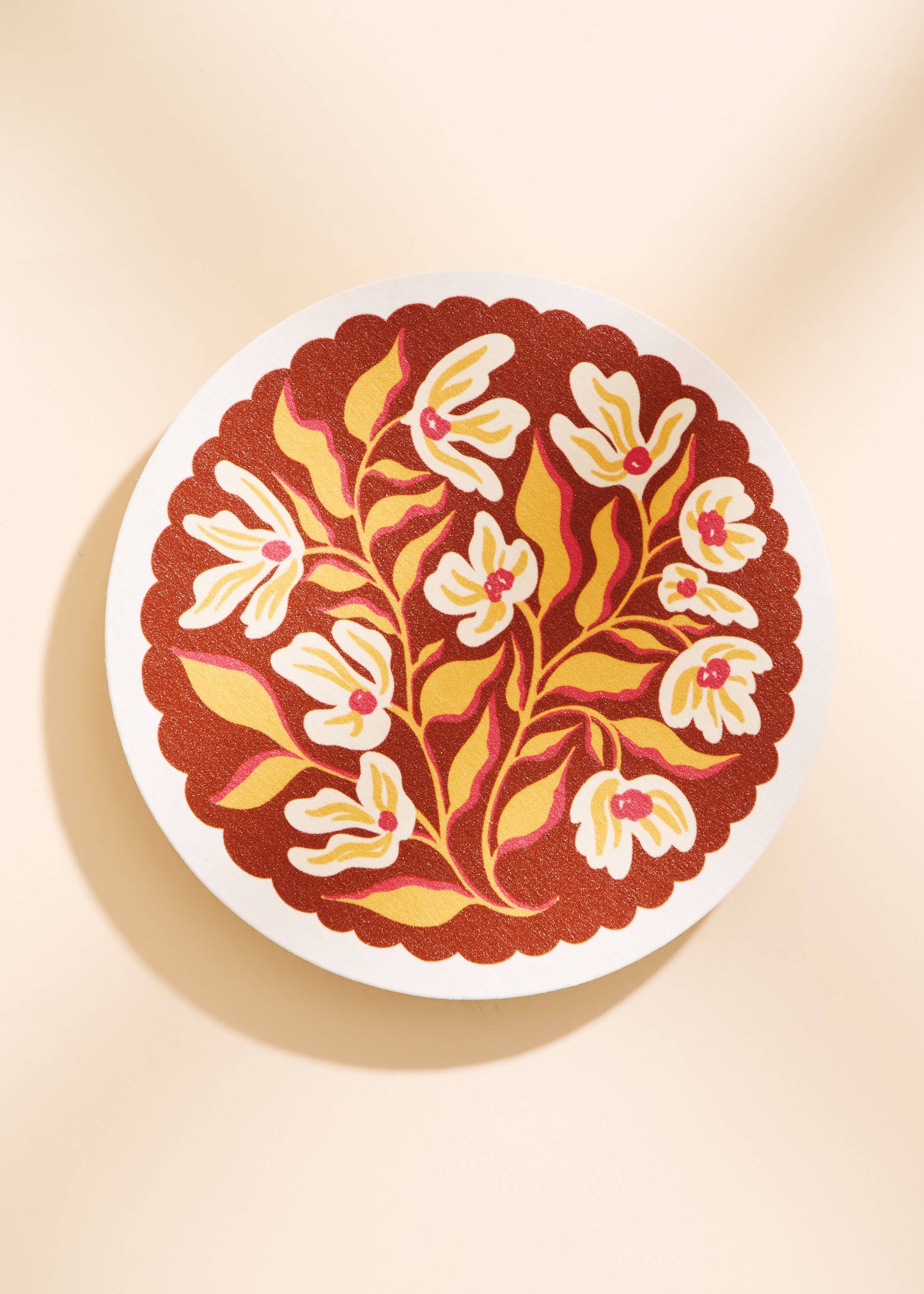 Pumpkin Spice Floral Scalloped Coasters - Set of 4