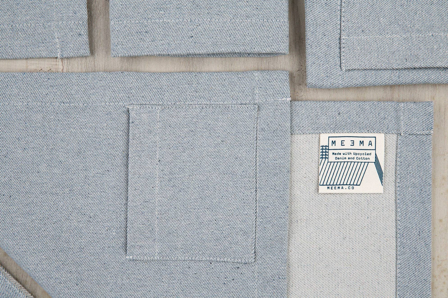 Cloth Placemats with Pocket Denim– Set of 4, 100% Cotton