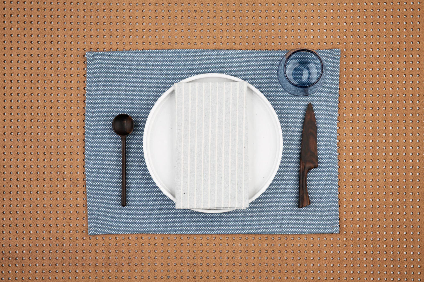 Striped Napkins Blue – Recycled Cotton Set