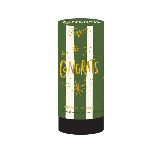 Congrats Confetti Popper- green/ivory