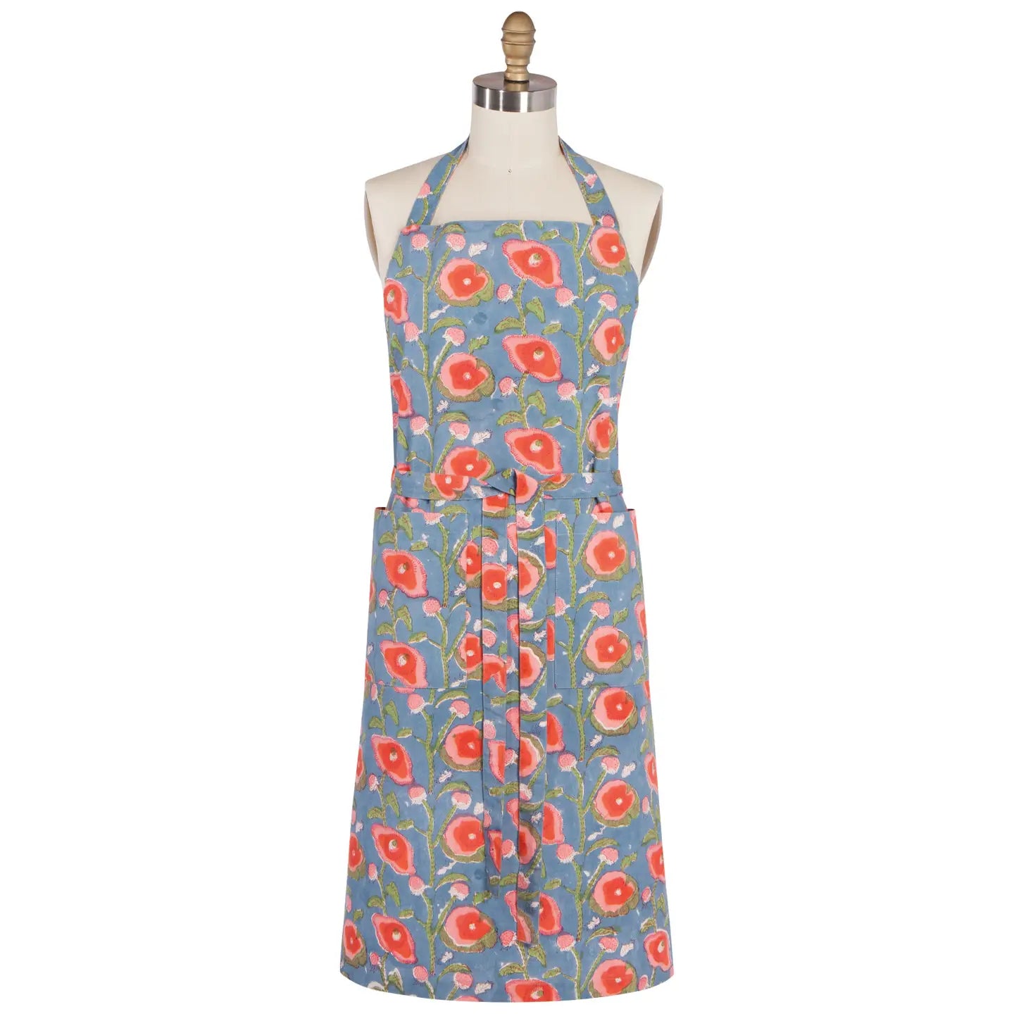 Block Printed Apron - Poppy