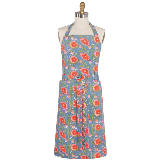 Block Printed Apron - Poppy