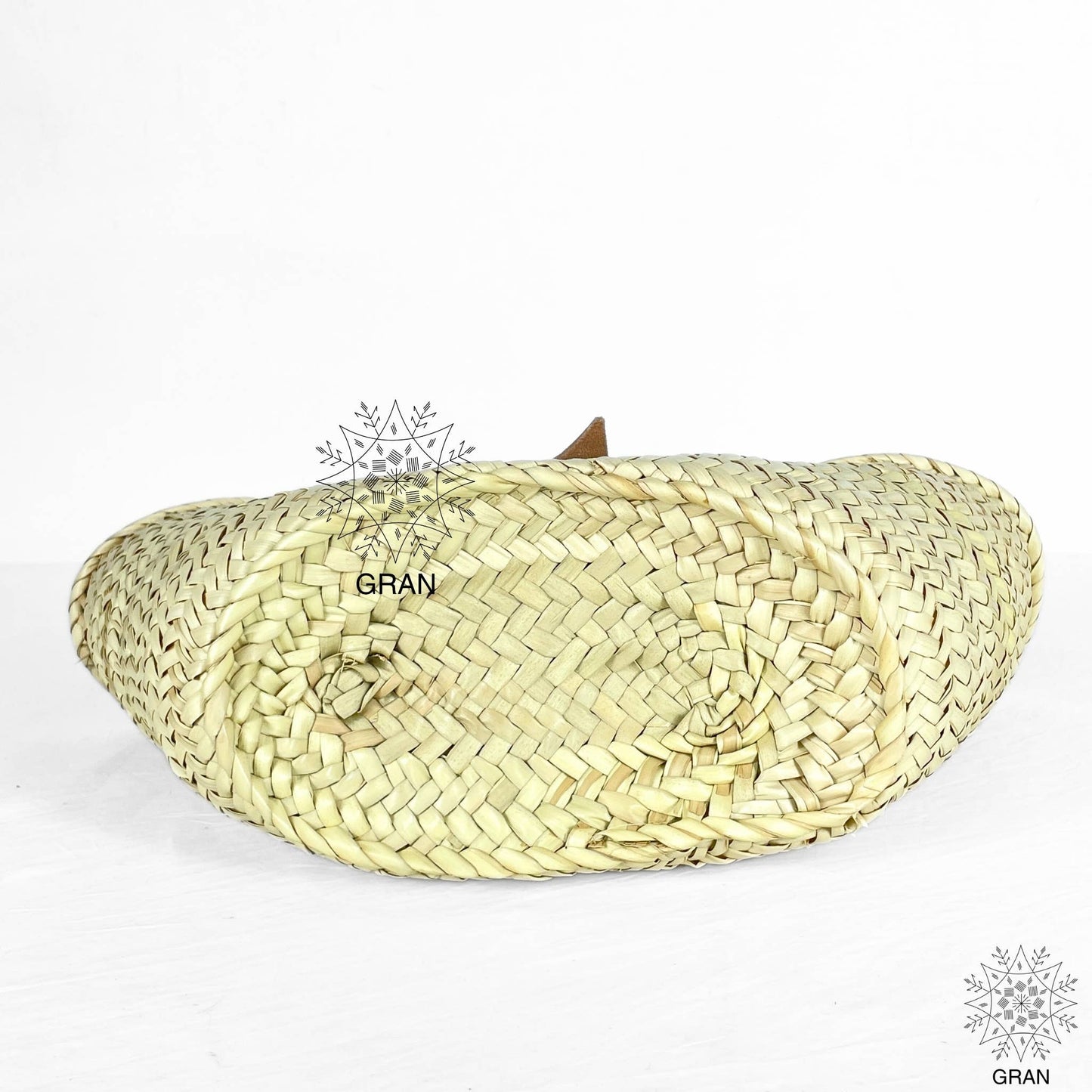 Straw Basket with Leather Buckle & Handle