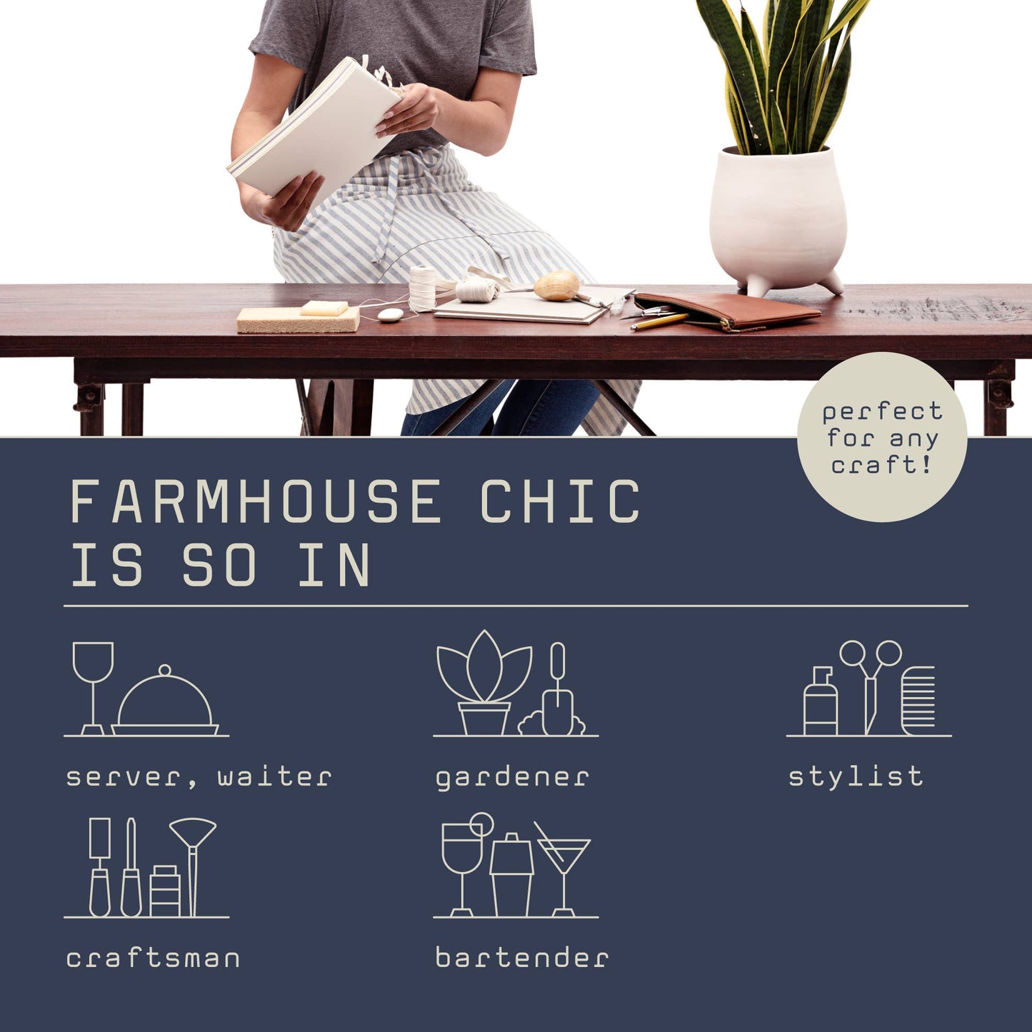 Striped Cotton Bistro Apron – Server, Barista & FOH Use
