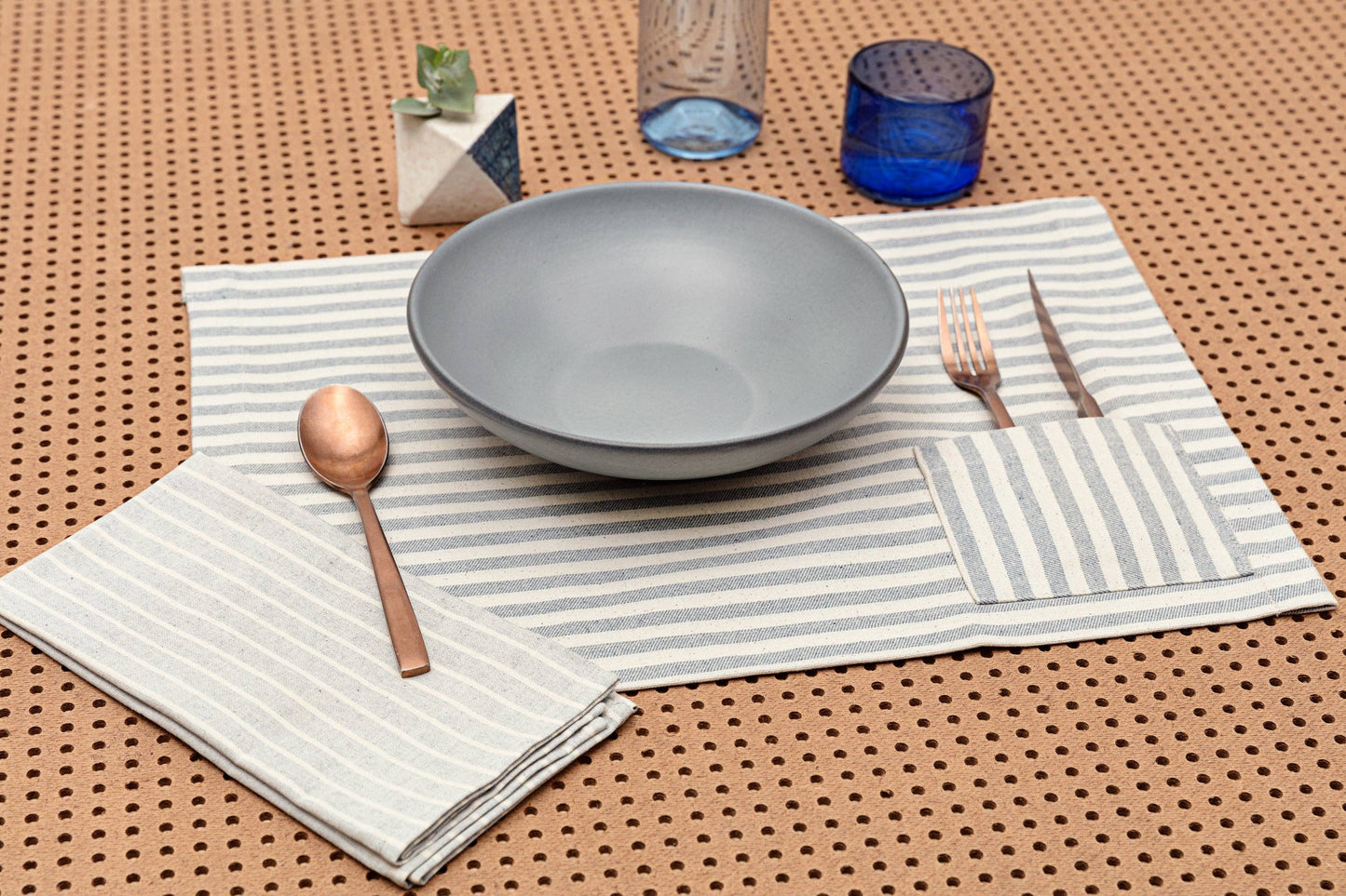 Cloth Placemats with Pocket Denim– Set of 4, 100% Cotton