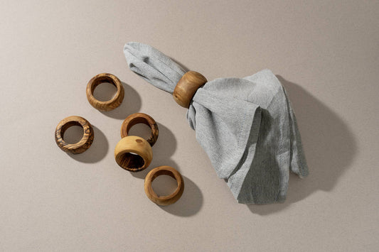 Natural Olive Wood Napkin Rings | Handcrafted
