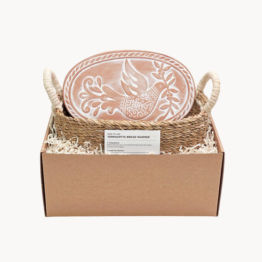 Handmade Bread Warmer & Wicker Basket - Bird Oval