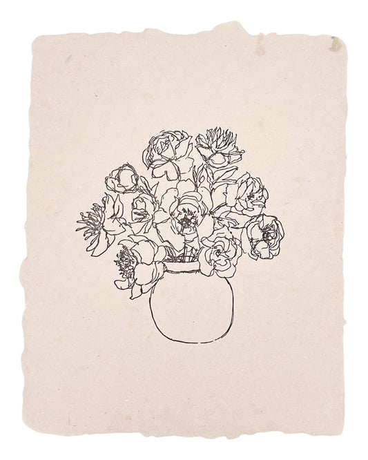 Vase of peonies art print